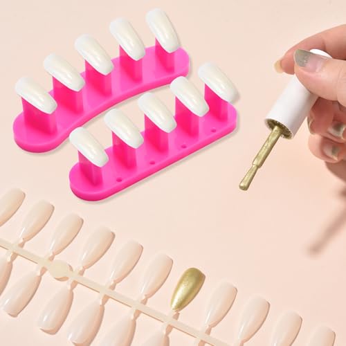 3PCS Nail Stand Nail Practice Display Board Nails Display Practice False Nail Art Tips Practice Display Stand Tool Nail Training Tools Plastic Stand with 110PCS Tips (Rose Red) - color: Rose Red