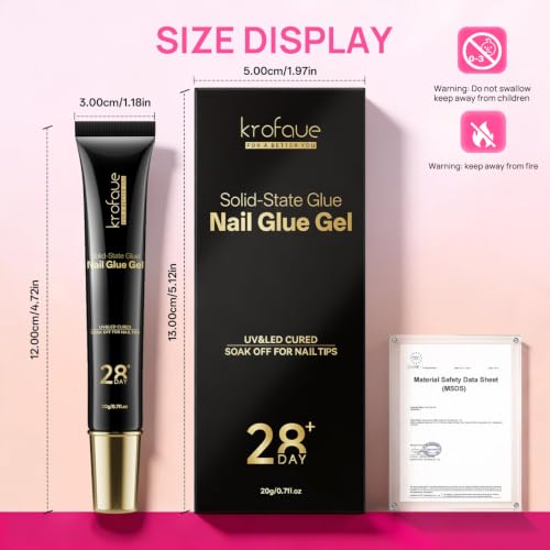 Krofaue Solid Nail Glue Gel 4 Pack, Press On Nail Glue, Strong Bond - color: Black
