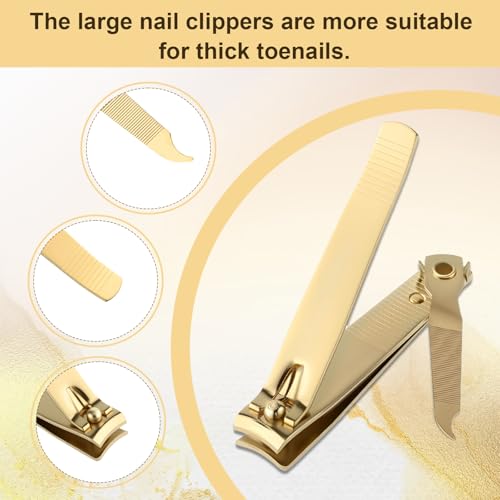 12 Pieces Nail Clippers Stainless Steel Set, Gold - color: Gold
