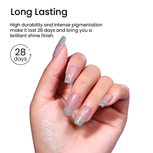 MAYCHAO 15ML Light Green Glitter Gel Nail Polish 1Pc Green Shimmer Gel Polish Soak Off UV LED Nail Polish Nail Art Starter Manicure Salon DIY at Home, 0.5 OZ - color: Light Green Glitter