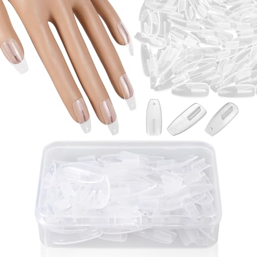 100PCS Replacement Clear Nail Tips for Practice Nail Hand - color: Clear-100pcs Refill Tips for Silicone Hand