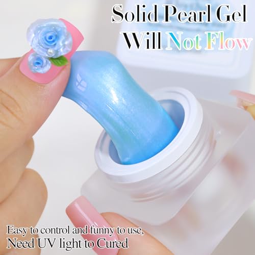 Double Rhythm 3D Nail Gel Pearl Solid Sculpting for Nail Art Non-Sticky Hard for Building Carving Molding Extension Soak Off UV/LED Salon Home DIY 0.5 Oz (Blue-Silk 09) - color: Blue