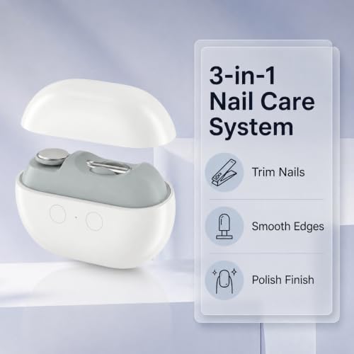 Electric Nail Clipper, 3-in-1 Automatic Trimmer for Seniors, White - color: White