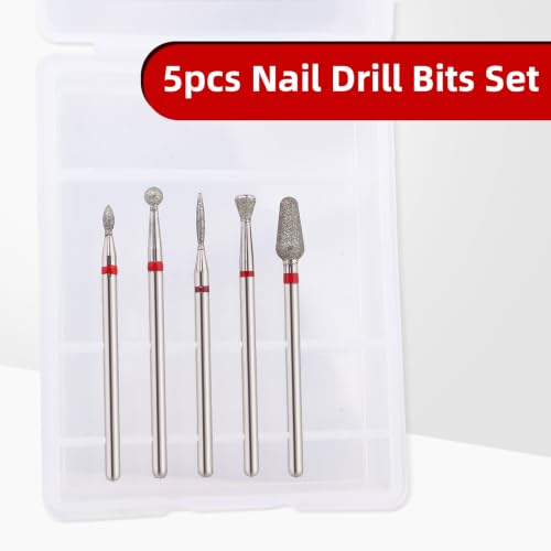 QUNZHAO 5Pcs Diamond Nail Drill Bits sets (RED (Fine) B03 set) - color: RED (Fine) B03 set