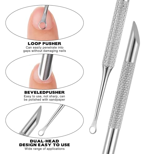 Metal Cuticle Pusher, Dual Ended Cuticle Scraper Stainless Steel