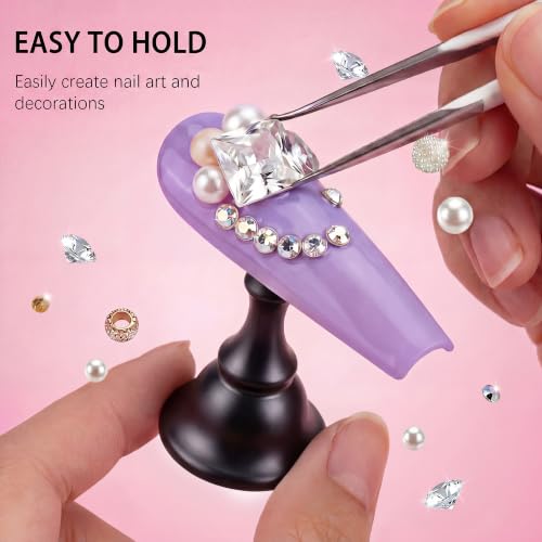 Nail Stand for Press Ons, Acrylic Magnetic Nail Tips Practice Holder, Practice Hands & Fingers, 100 Pcs Reusable Double-Sided Tape Dot for Home DIY Salon Painting Nails Stand kit (Black) - color: Black A