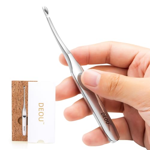 DEOU Cuticle Trimmer Thick Handle, Stainless Steel V-Shape Pusher Tool