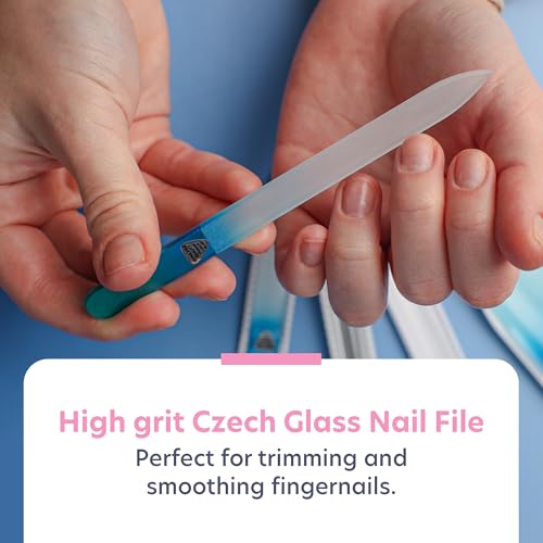 Bona Fide Beauty Czech Glass Gift Set: Foot File, Nail File, Cuticle Pusher - color: Blue
