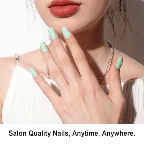 DANNI & TONI Semi Cured Gel Nail Strips Mint Green Light Green Gel Nail Wraps 28 Stickers | Fresh Mint - color: Fresh Mint