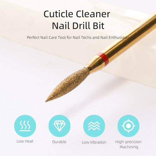 2mm Long Flame Cuticle Clean Nail Drill Bit, Titanium Series Russian Diamond Nail Bits Professional Safety Under Nail Cleaner for Cuticle Dead Skin, Electric Nails Accessories, Fine - color: 2mm Long Flame Cuticle Bit, size: Fine - F