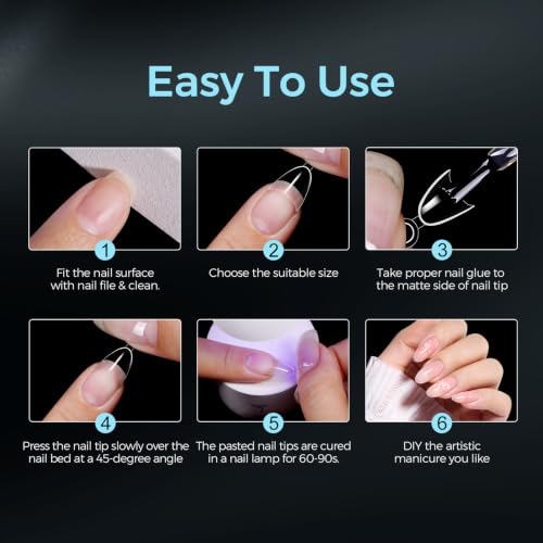 TOMICCA Extra Long Square Nail Tips 312Pcs XXXL Half Cover Acrylic Nails