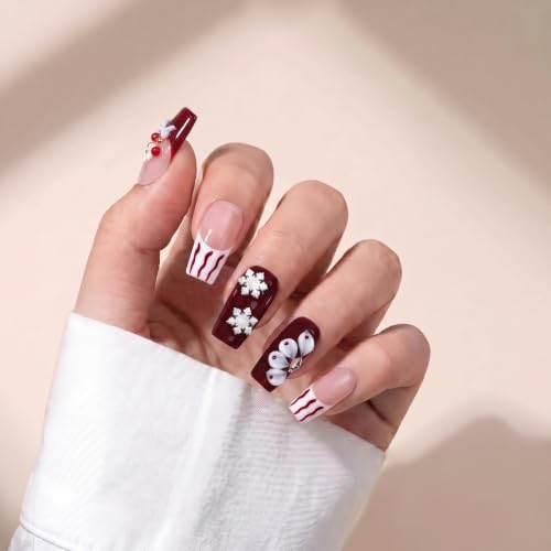 Handmade Medium Taper Square Press On Nails|Reusable &Salon Quality O933, L - color: O933, size: L