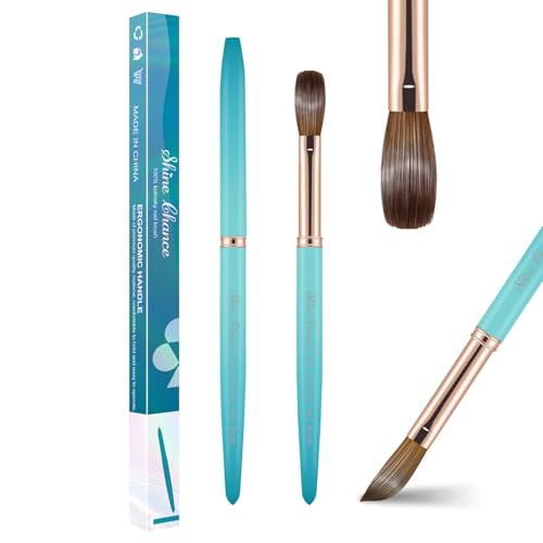 Acrylic Nail Brush Size 16, 100% Pure Kolinsky Nail Brush for Acrylic Application, Professional Nail Extension Manicure Tool Nail Drawing Pen for DIY Home Salon(Cyan) - color: Cyan, size: #16