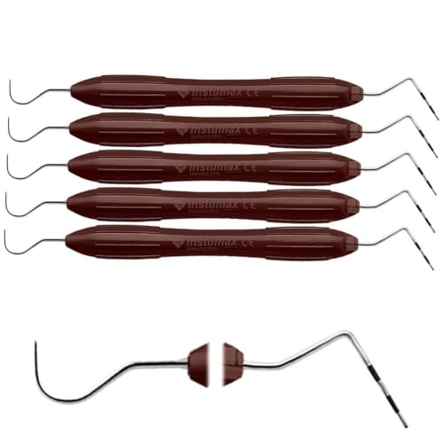 INSTUMAX® Probe 23/CP-12 Dental Probe Set of 5, Stainless Steel Dental Probes with Brown Silicone Handles, Dental Hand Instruments for Practices and Training