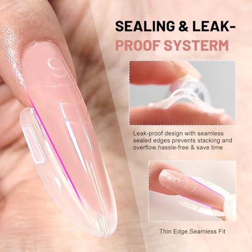 JEWHITENY 280 PCS Sandwich Nails Dual Forms:Almond Round Reusable Nail Forms with Guide Lines,14 Sizes Nail Mold for Nails Extension,Salon & Home DIY Nail Art Tools - color: Almond Round-SMZ-02