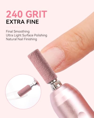 Makartt Nail Drill Bits Sanding Bands - 100 Pcs 240 Grit Set (Pink, #240) - size: 240 Grit
