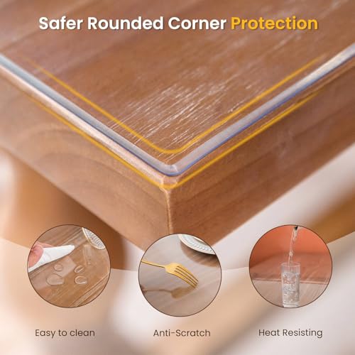 Clear Table Cover Protector, 14 x 32 Inch Clear Desk Mat, 1.5mm Thick Plastic Table Cover, Transparent Desk Cover, Desk Protector Mat for Desktop, Writing Desk - size: 14" x 32"
