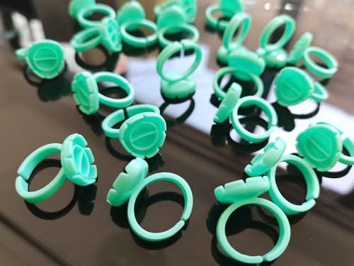 Glue Rings for Eyelash Extension, 300 PCS Glue Rings Lash Extension Supplies Lash Rings for Glue, Disposable Glue Cups Eyelash Glue Holder Lash Extension Glue Rings, Lash Fan Blossom Glue Cups, Green - color: green