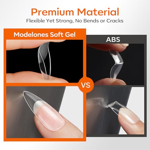 Modelones Medium Stiletto Nail Tips 360pcs Pre-etched Clear Soft Fake Nails - color: A11-Medium Stiletto