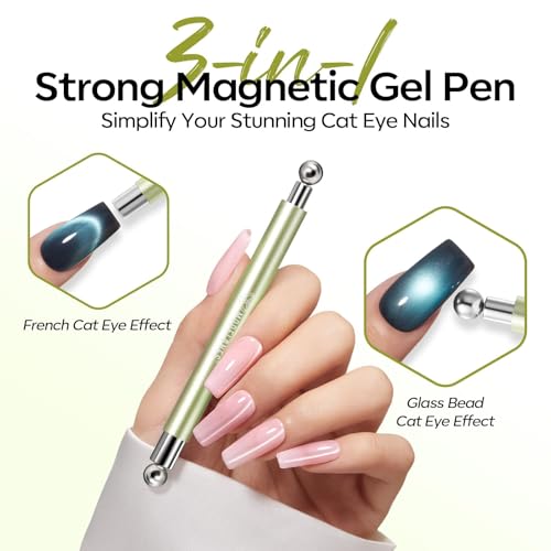 Modelones Cateye Gel Polish Nail Magnet 6PCS Cat Eye Tool Liner Brush Swirl - color: A1-Black Bead-Attracting