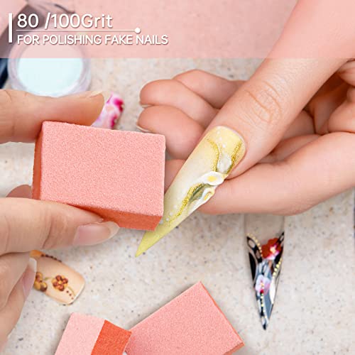 MARYTON Nail Buffer Mini Block Files, 80/100 Grit, Orange, 130 PCS - color: Orange