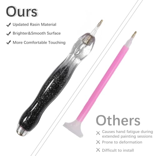 CXJINZE 9 Pcs Plastic 5D Diamond Art Pens Kit with 5 Nibs Stylus Tool,Black - color: Black-9pcs