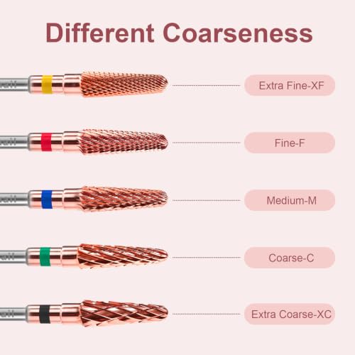 3/32" 2PCS Clean Cone Carbide Cuticle Cleaner Bit for Nail Prep & Cleaning - color: 008 Rose Gold, size: M