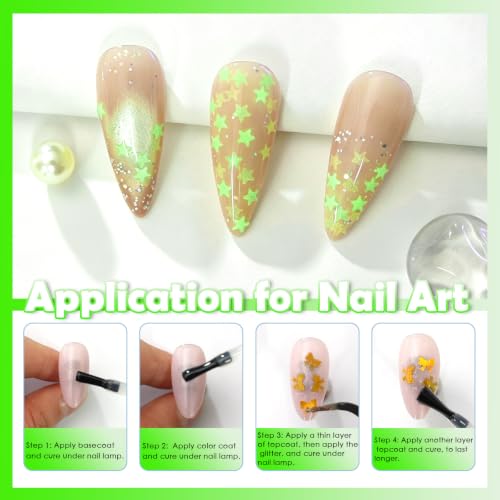 Laza 3.5g Glow in The Dark Star Glitter Confetti Nail Sequins - color: Fluorescent Green