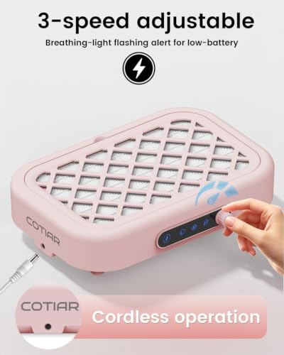 Nail Dust Collector Cordless, 6000RPM Dust Collector Nail Tech Pink - color: Pink