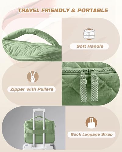 Marscamd Quilted Nail Polish Organizer Bag Holds 42 Bottles and Nail Lamp - color: Green
