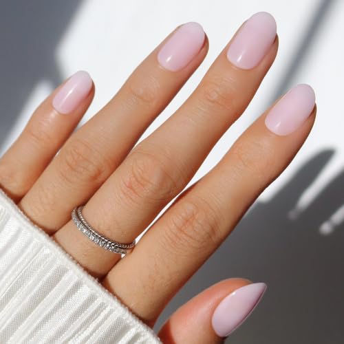 Glamnetic Press On Nails - Short Round, Glossy Fake Nails 30 Pc Full Kit - color: 1D - Pink Blush
