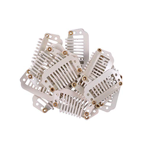 24 pcs/lot 28mm 8-teeth Metal Hair Extension Clips with Rubber Snap Closures for Hairpieces (Blonde) - color: Blonde, style: 28mm