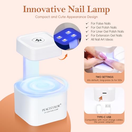 PEACECOLOR French Tip Press On Nails Kit - 150Pcs Long Coffin 5 Colors Nail Tips Gel Nail Kit with U V Light Base & Top Coat Starter Kit Nail Glue Manicure Set Fake Nails DIY Gift for Women Girls Home - color: Long Coffin