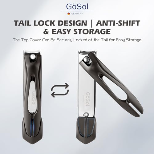 Nail Clippers Anti Splash Fingernail Cutter, Carbon Steel, Sharp Blades - color: Dark Gray