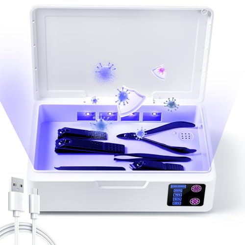 Nail Tool Cleaner Box, With Blue Light Portable USB Charge