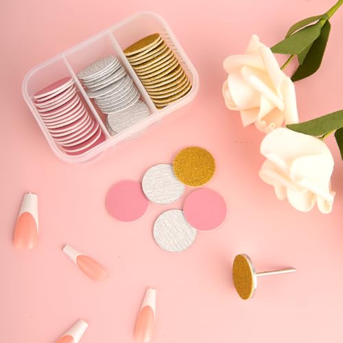 TIESOME 60 PCS 25mm Sanding Paper Discs with Metal Nail Drill Bit Foot File Drill Bits, 80#180#240# Grit for Nail Drill Foot Files Electric Remover Dead Skin Callus(Yellow, White,Pink)