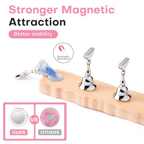 Nail Stand for Press On Nail Holder for Painting Nails, Magnetic Fake Nail Stands Tips, Heart Shape Nail Holder with Double-sided Tape Practice Nail Art Tools（Wood B） - color: Wood B