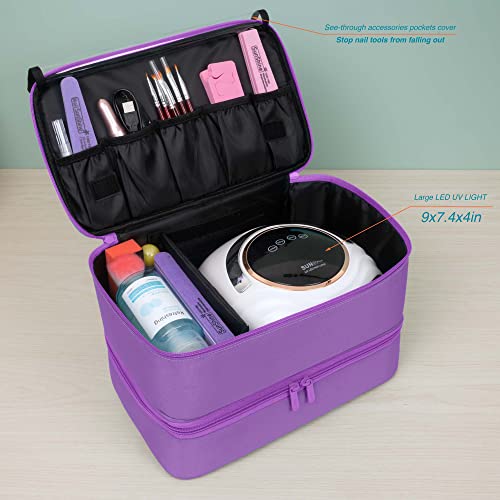 ButterFox Large Nail Polish Organizer Storage Case, Fits Nail Lamp Dryer and 40-50 Nail Polish Bottles (0.5 fl oz - 0.3 fl oz), Gel Nail Polish Kits Supplies Bag - color: Lavender Purple, size: M (40-50 Slots)