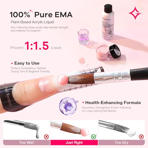 Glamonade Acrylic Nail Kit for Beginners: Prep to Finish Home Practice DIY - size: 600Pcs