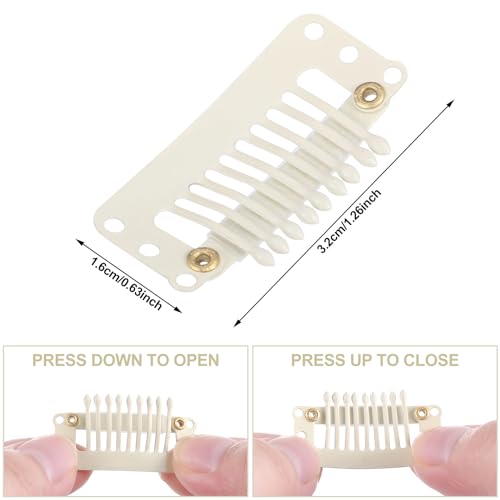 WILLBOND 30 Pcs Wig Clips Hair Extensions, 9-Teeth 32 Mm, Beige White - color: Beige White