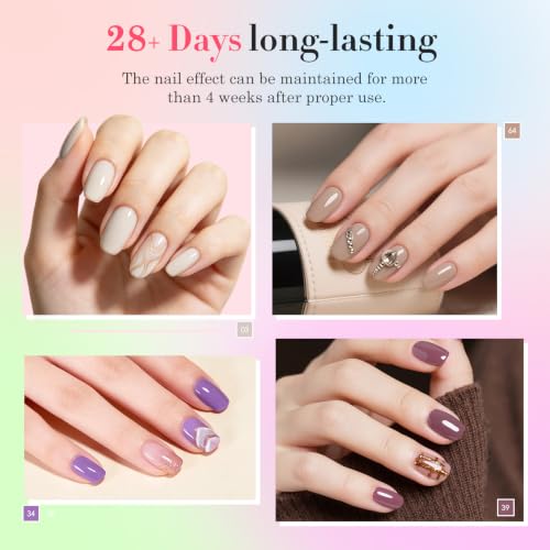 COSCELIA Gel Nail Polish Set 25 Colors Red Pink White All Seasons Nail Gel with Nail Lamp Base Top Coat Long-Lasting Nail Gel Manicure Kit Gift for Women - color: All