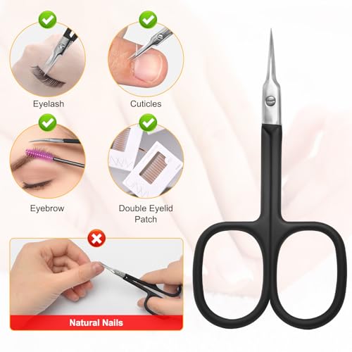 CGBE Curved Cuticle Scissors, Extra Fine Pointed Tip, for Russian Manicure - color: Black
