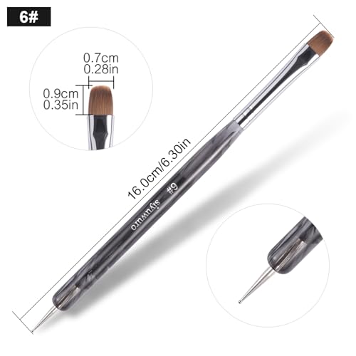 Kolinsky Sable Nail Brush French Nail Brush 2 Way Professional UV Gel Acrylic Nail Art Brush with Dotting Tool for French Manicure Cuticle Clean Up Nail Art Design Brush (6#) - color: 6#