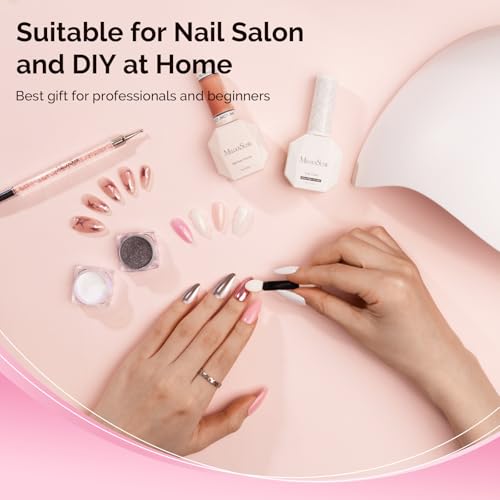 MelodySusie 4Pcs Chrome Nail Powder for Gel Nails - color: White Aurora Gold Silver