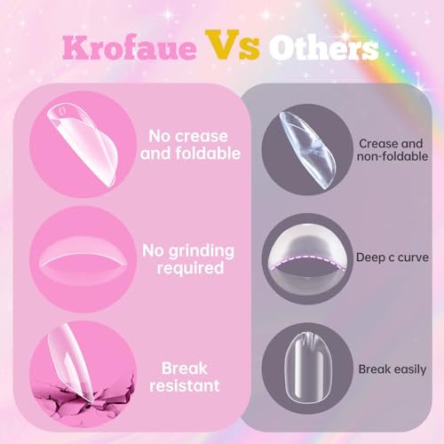 Krofaue Kids Nail Tips, Half Matte Flexible Gel Pre-Shaped Fake Nails - color: 240 PCS Half Matte Almond Kids Nail Tips