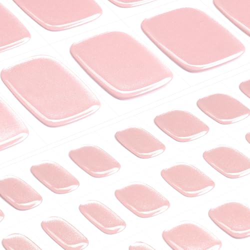DANNI & TONI Semi Cured Gel Toenail Strips Nude Pink Chrome Mirror Toe Nail Stickers Gel Pedi Wraps 37 Stickers |Silken Hush - color: Silken Hush-pedi