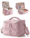 Marscamd Quilted Nail Polish Organizer Bag Holds 42 Bottles and Nail Lamp - color: Pink