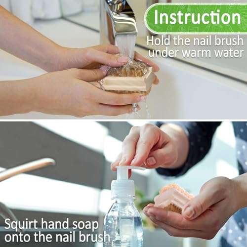Konex Non-Slip Wooden Two-sided Hand and Nail Brush with Tampico Fiber Bristle. Fingernail brush with Beechwood body and Plant Based Fibers (Pack of 4) - size: 2 Count (Pack of 4)