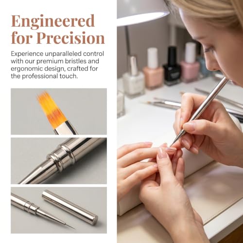 12Pcs Nail Art Brush Set, Professional Gel Nail Brush Kit