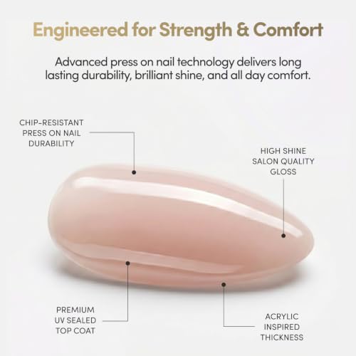 Glamnetic Press On Nails - Short Almond, Glossy Fake Nails 30 Pc Full Kit - color: 6 - NO IN BETWEEN